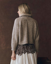 Load image into Gallery viewer, The Crochet Collar Pullover - Oat With Brown
