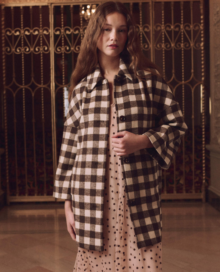 Car Coat Chocolate/Cream Check