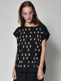 Tunic Oversized Top Black Disko Print