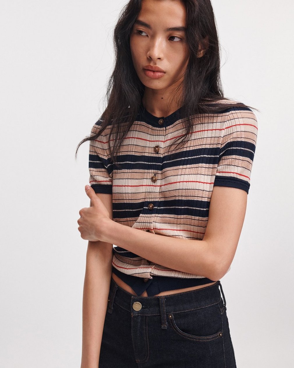 Teresa S/S Cardi Navy Multi