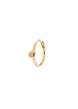 Load image into Gallery viewer, Mini Gold Bezel Diamond Hinge Hoops
