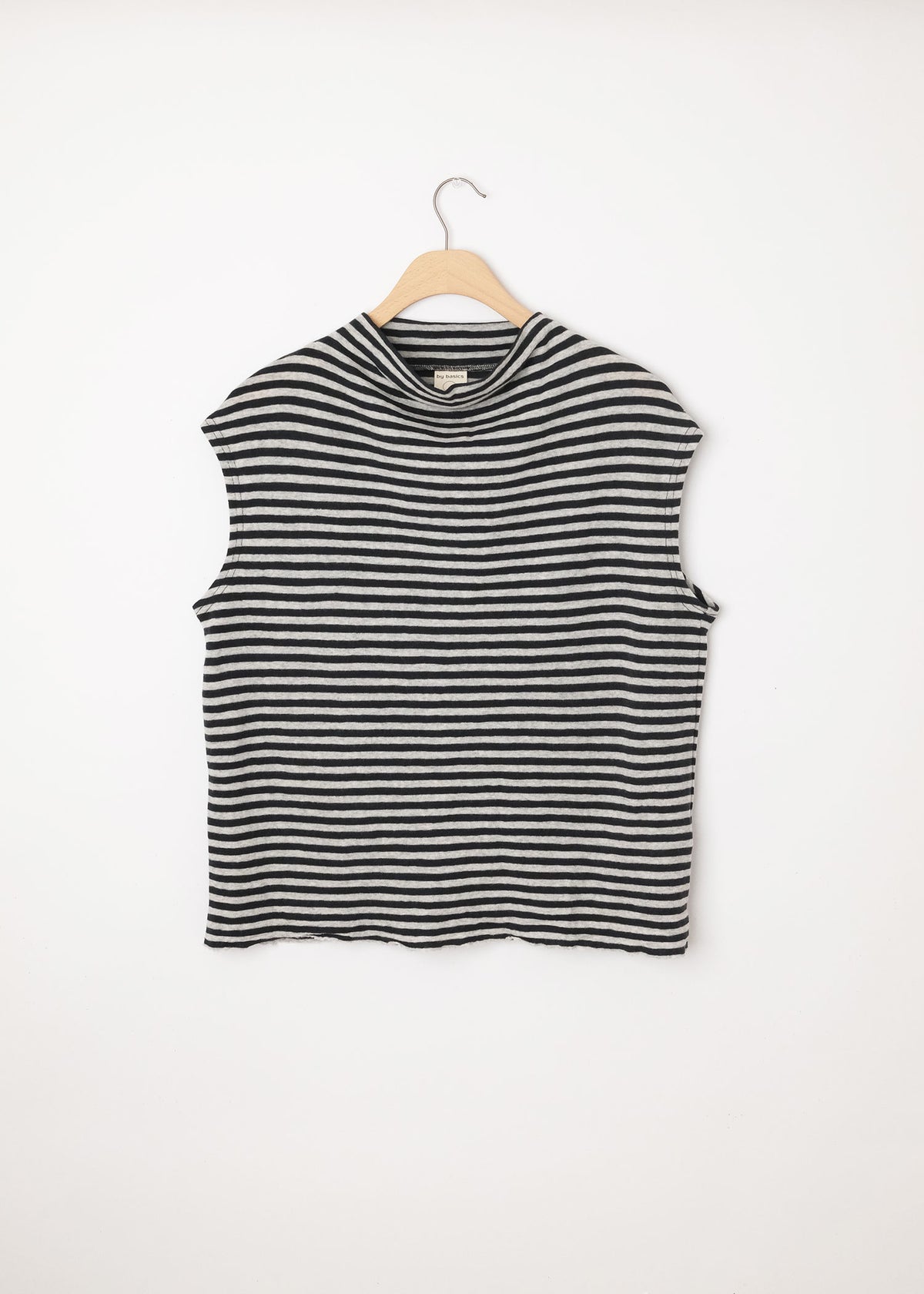 Vest Drape Neck Caviar/Dawn Grey