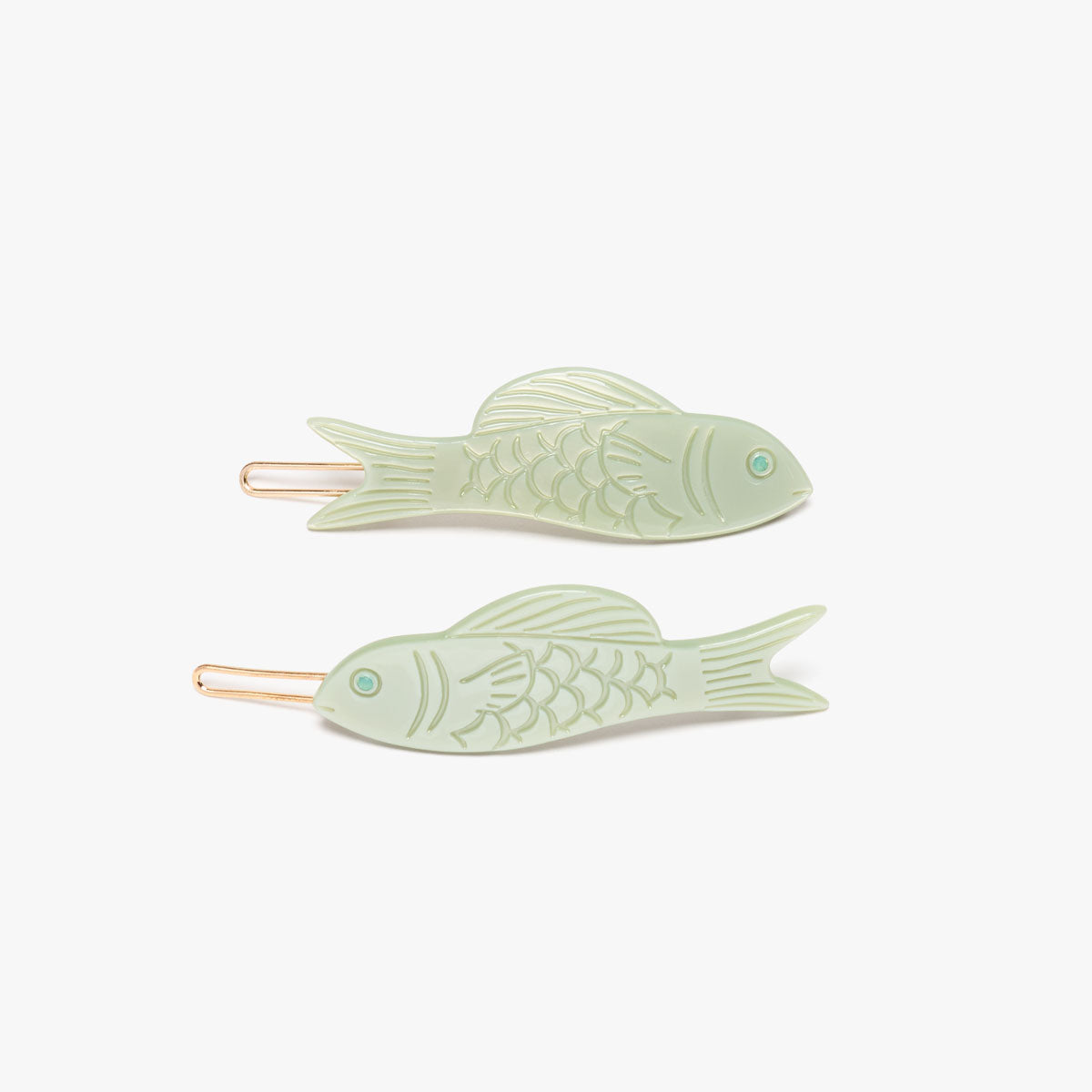 Jade Fish Barrette Set Green