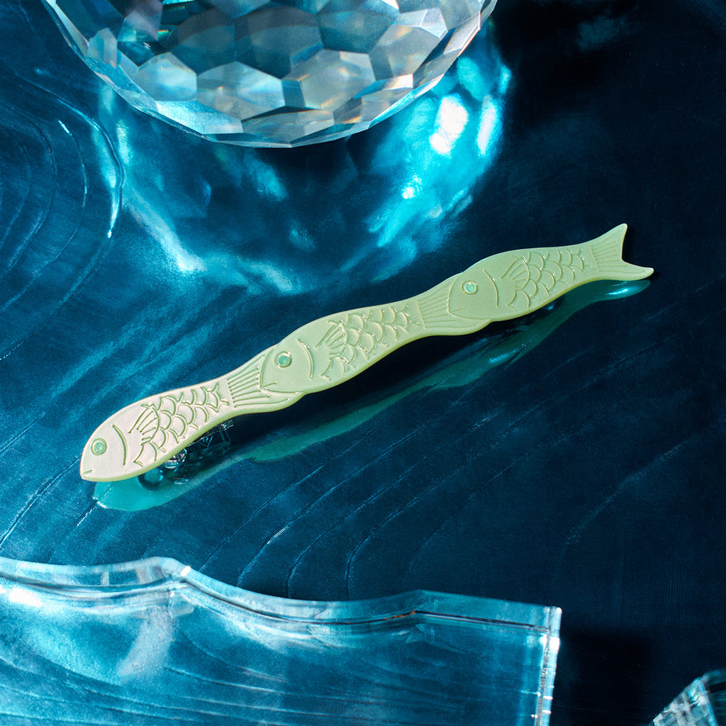 Jade Fish Barrette Clip Green