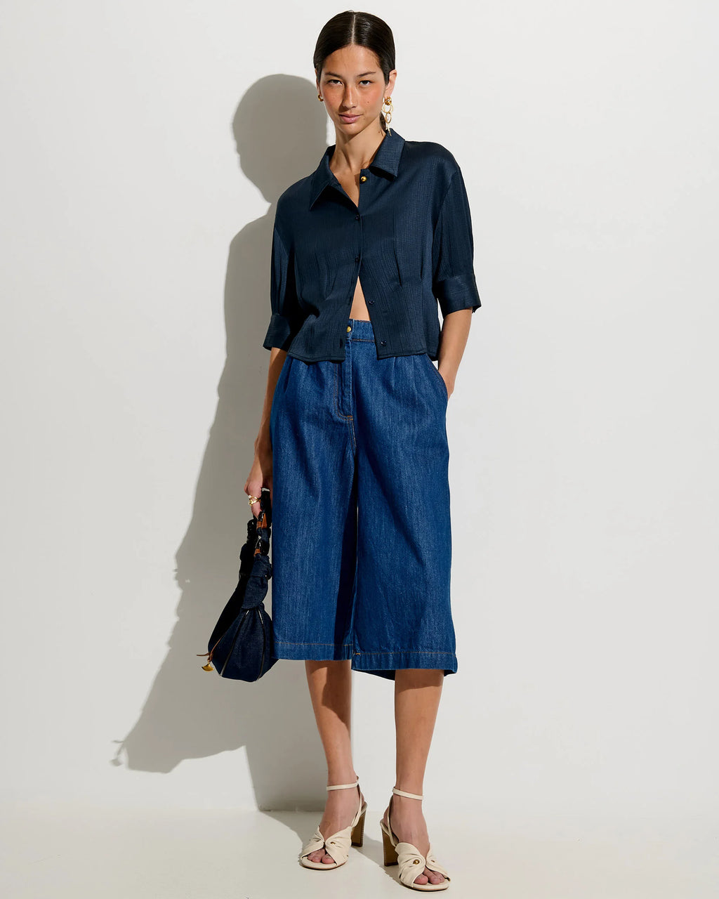 Darcy Cropped Shirt Night Shadow