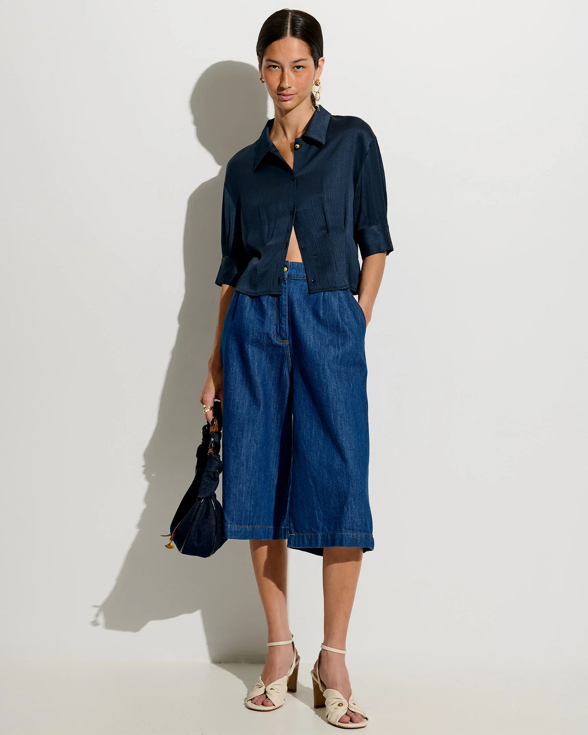 Darcy Cropped Shirt Night Shadow