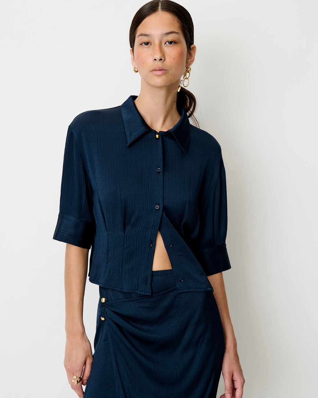 Darcy Cropped Shirt Night Shadow