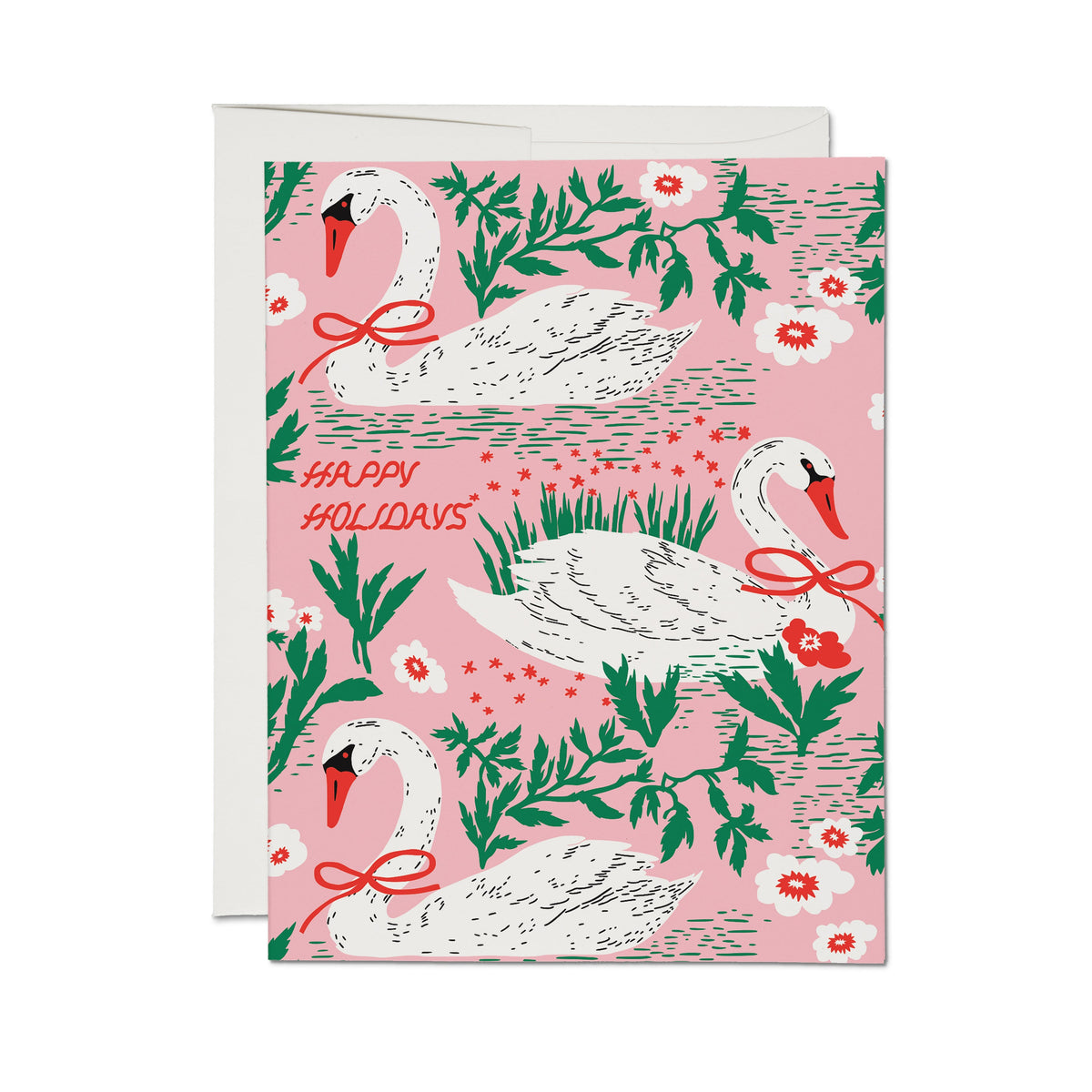 Holiday Swans Greeting Card