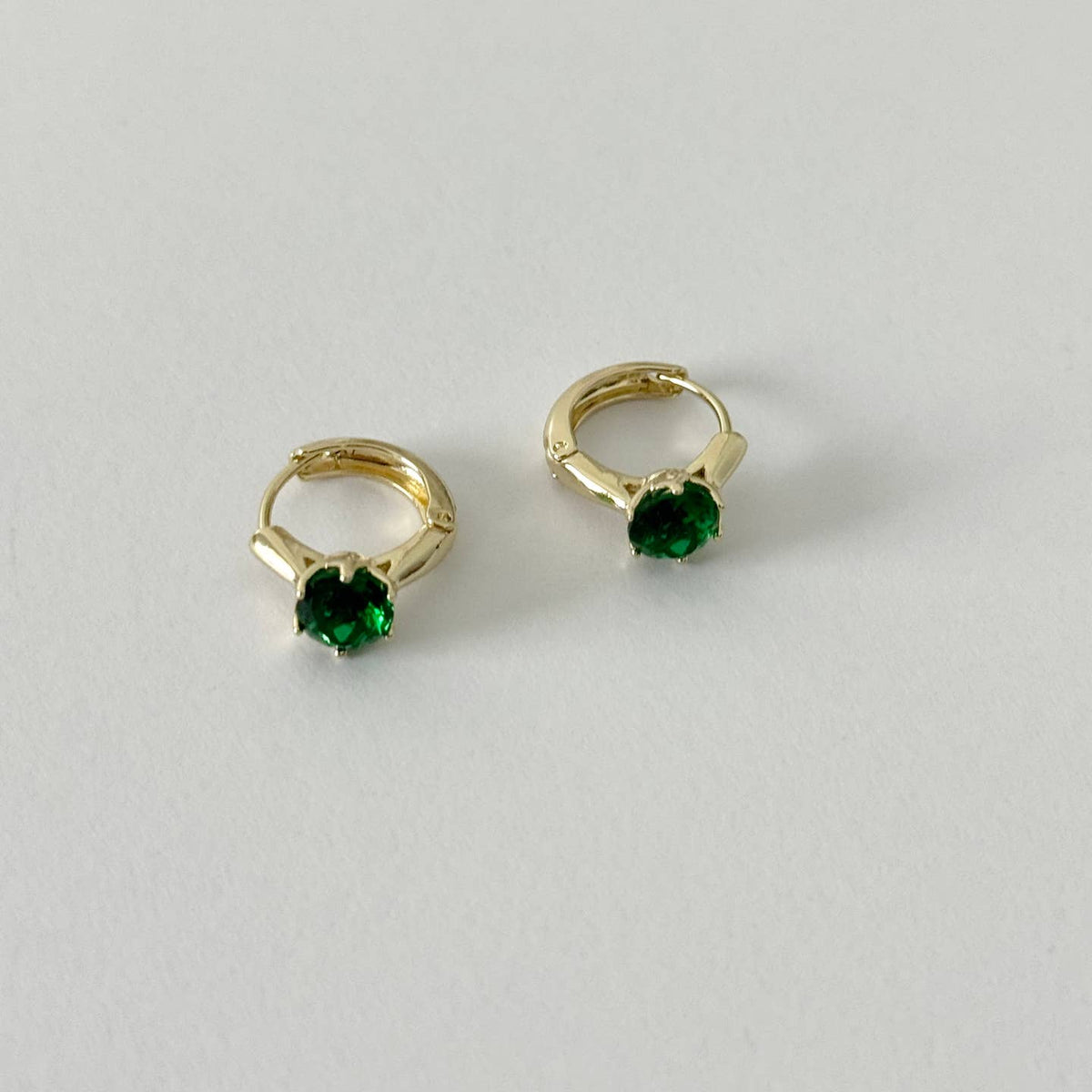 Gemma Huggie Hoops Emerald