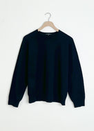 Airy Wool Crew Neck Pullover - Black