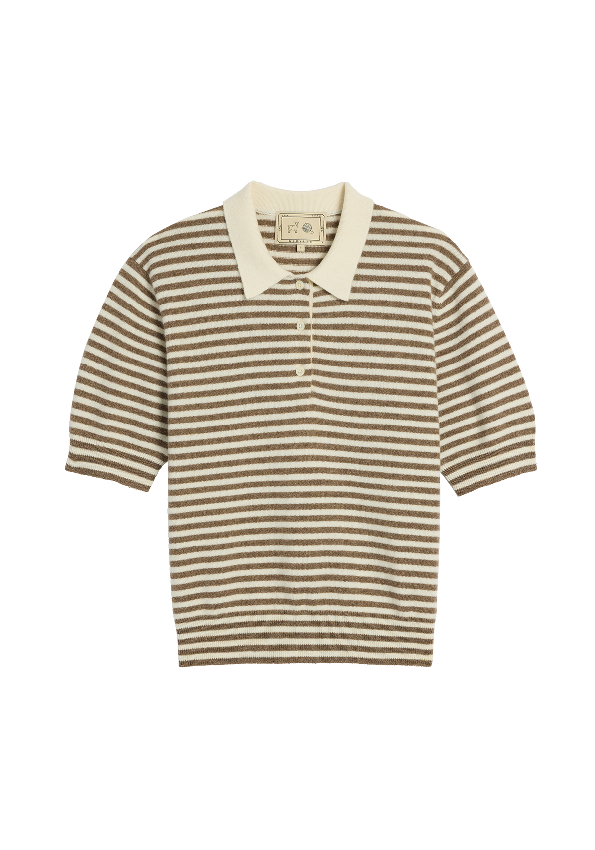 Amelia Stripe Cashmere Polo Top