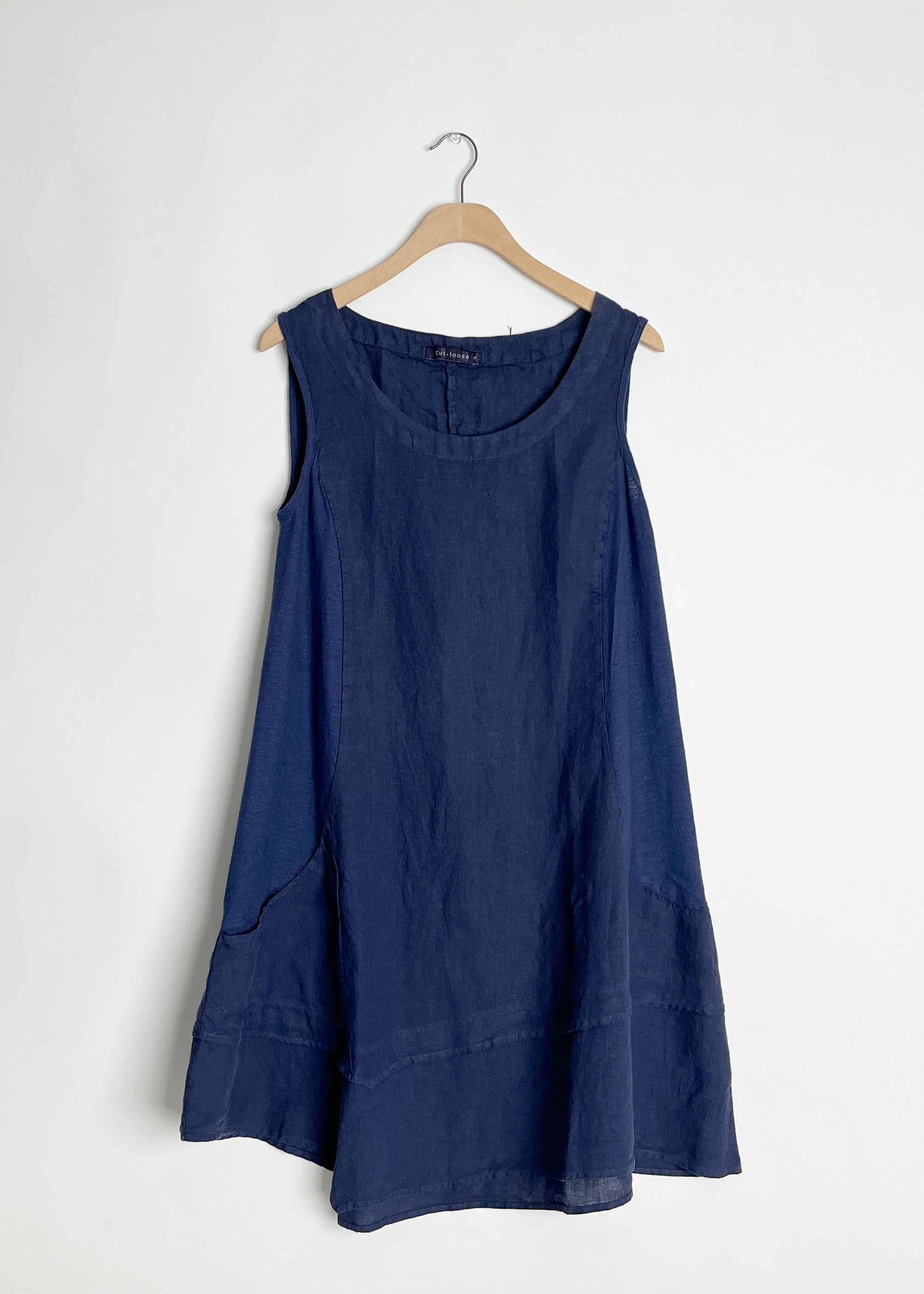 Asymetric Tunic Dress in Linen Combo