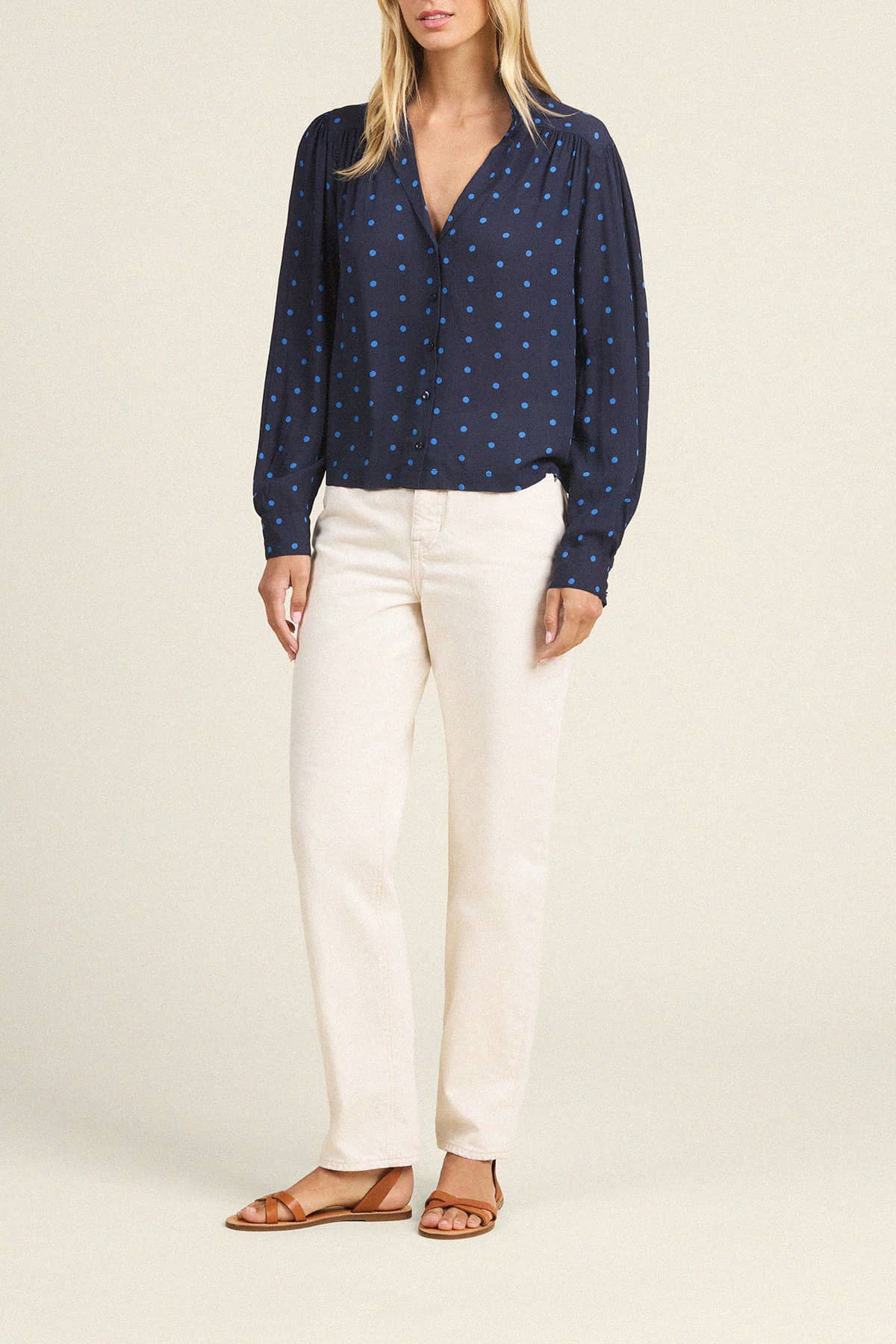 Amara Blouse - Azure Polka Dot