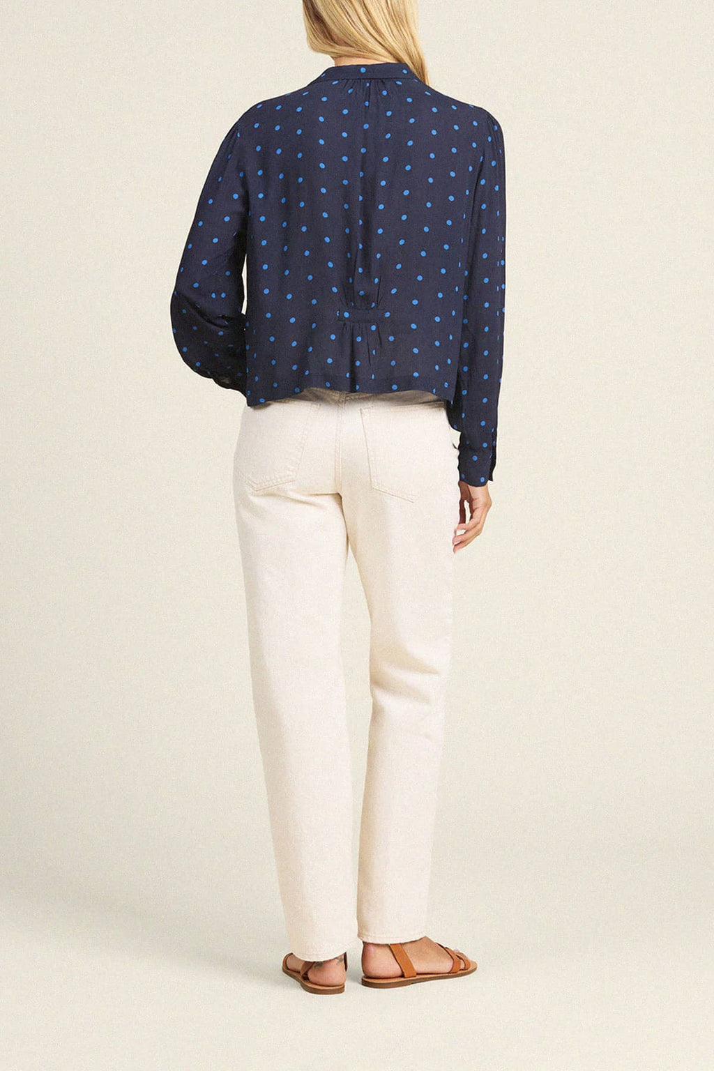 Amara Blouse - Azure Polka Dot