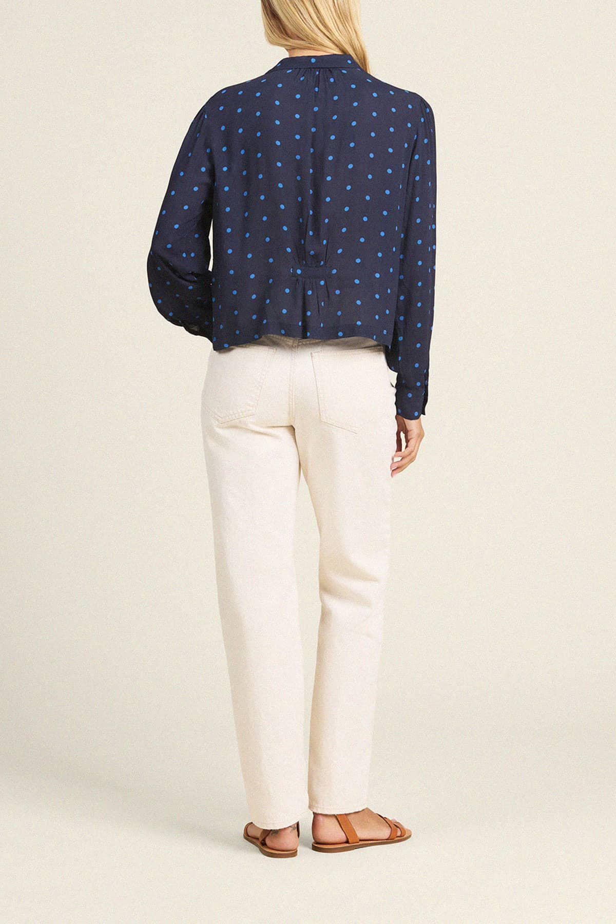 Amara Blouse - Azure Polka Dot