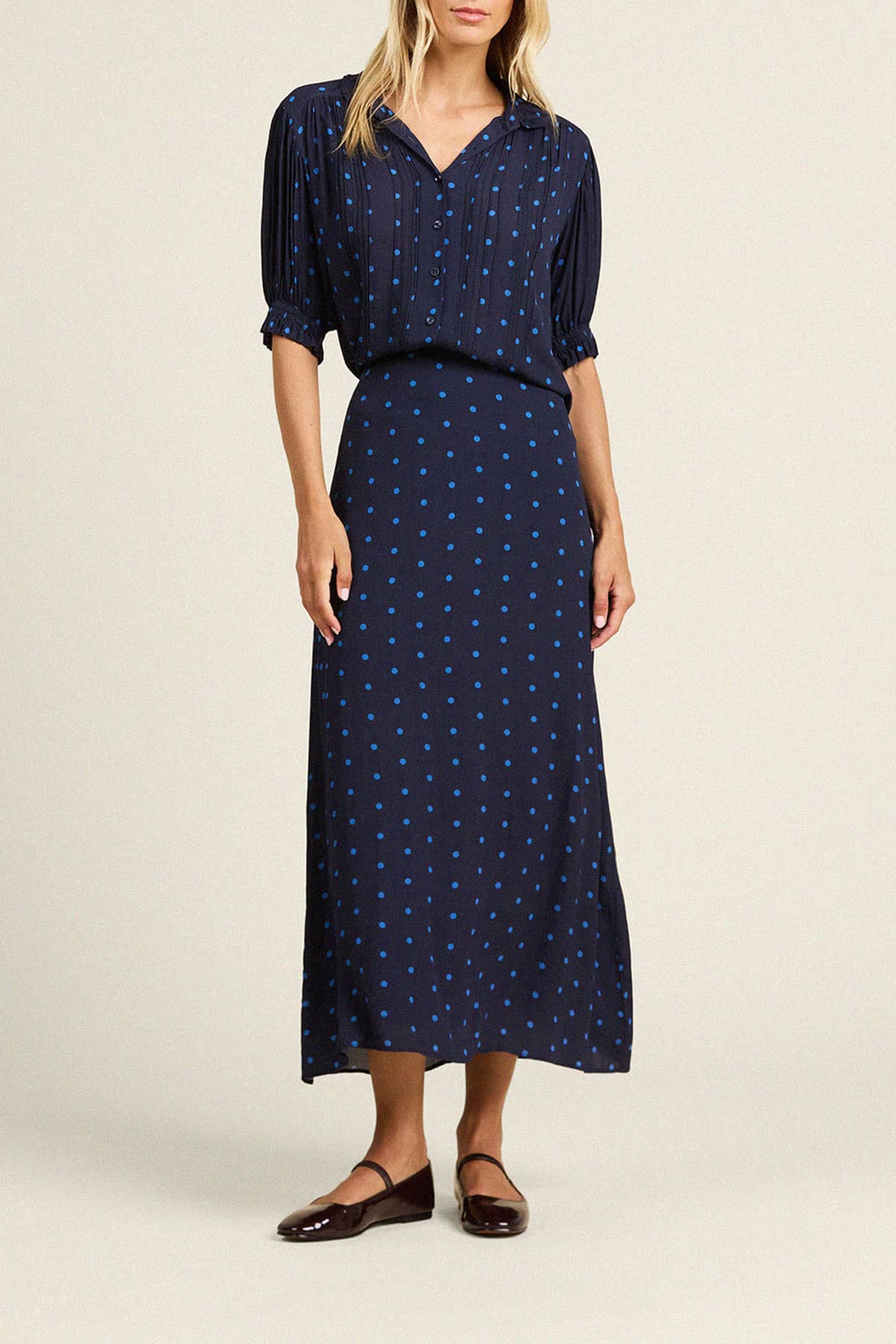 Demi Skirt - Azure Polka Dot