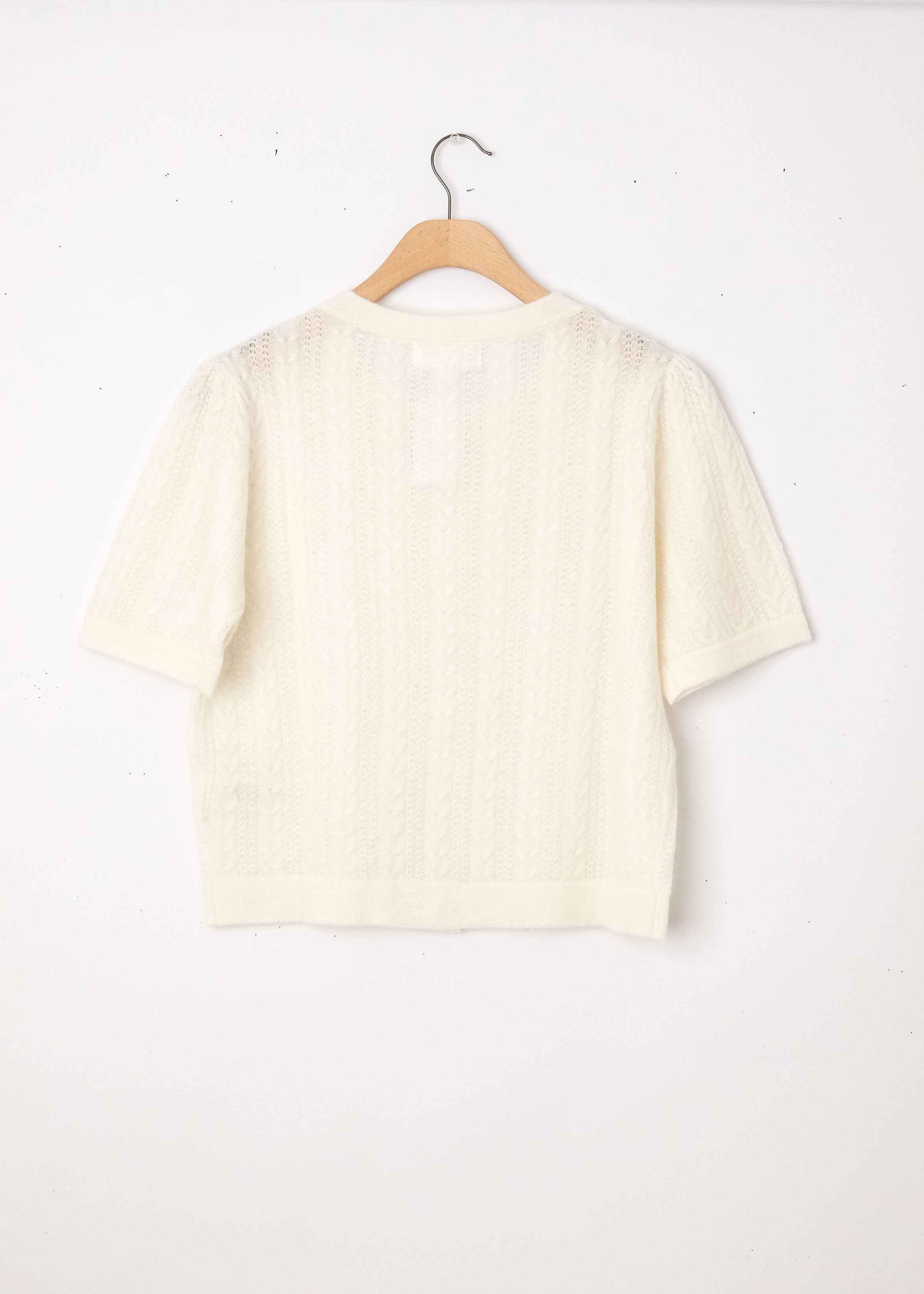Short Sleeve Cardigan Ivory