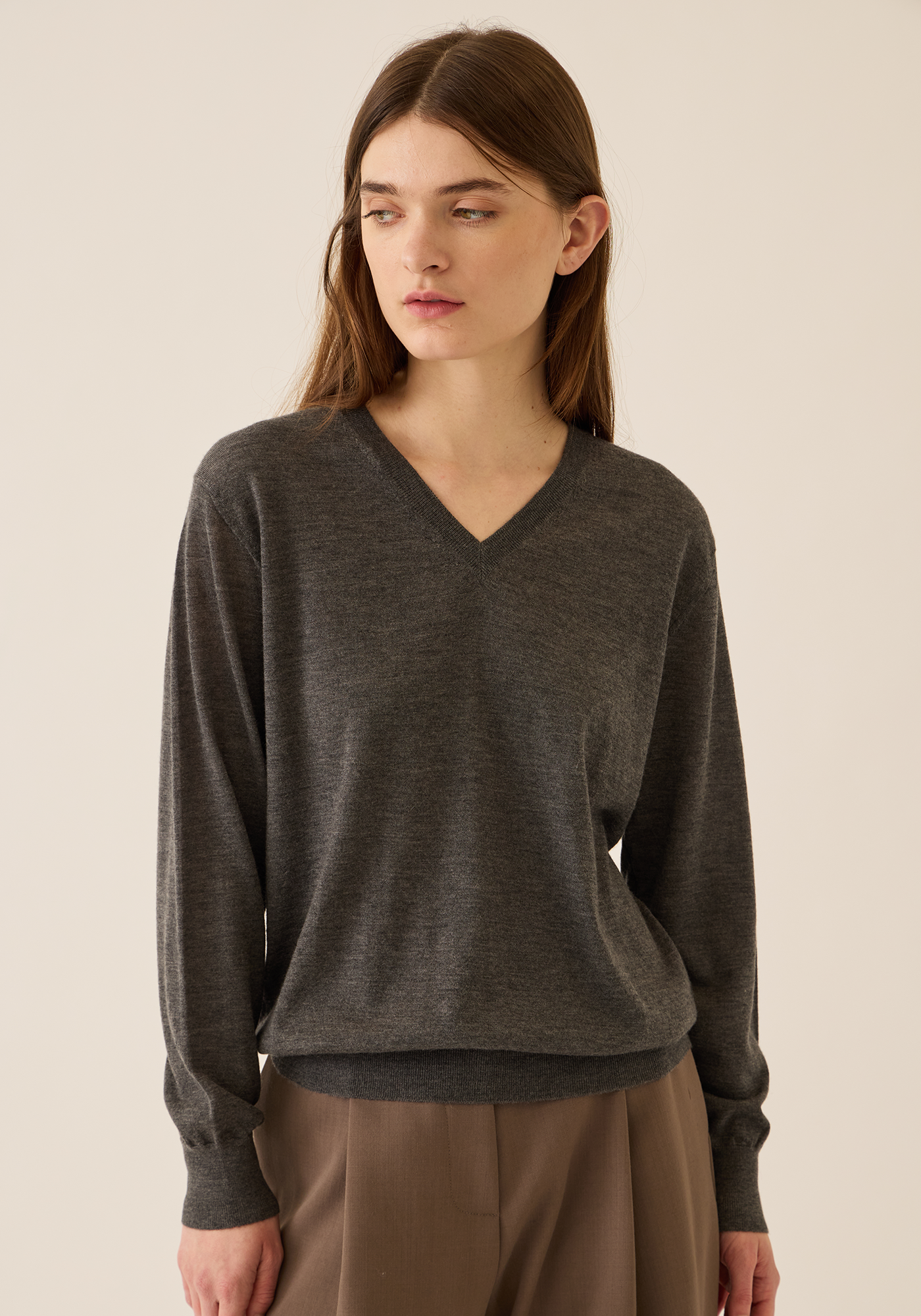 Blythe Superfine Cashmere Sweater - Charcoal Heather