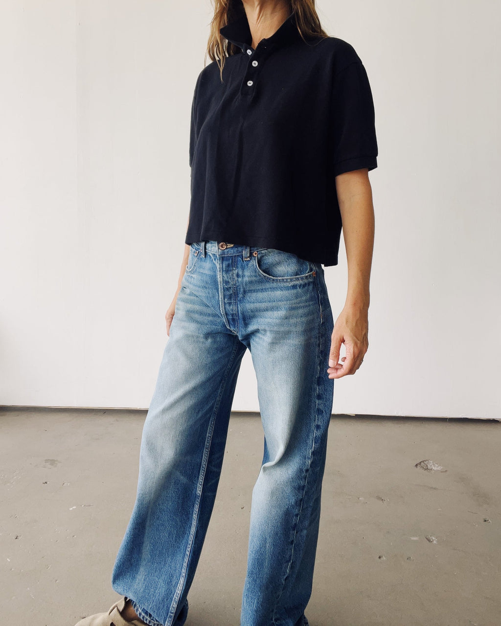 The Boxy Polo Black