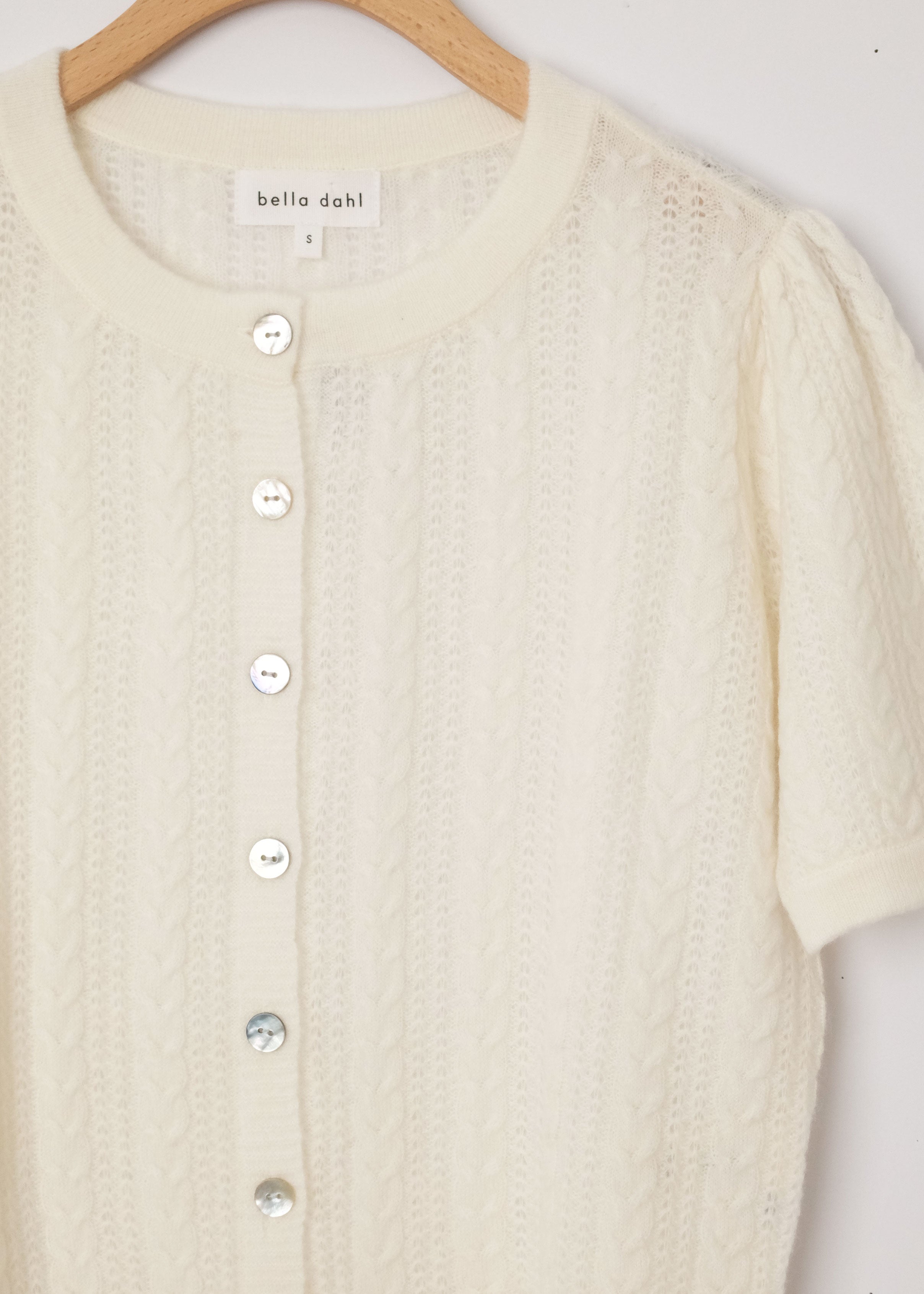 Short Sleeve Cardigan Ivory