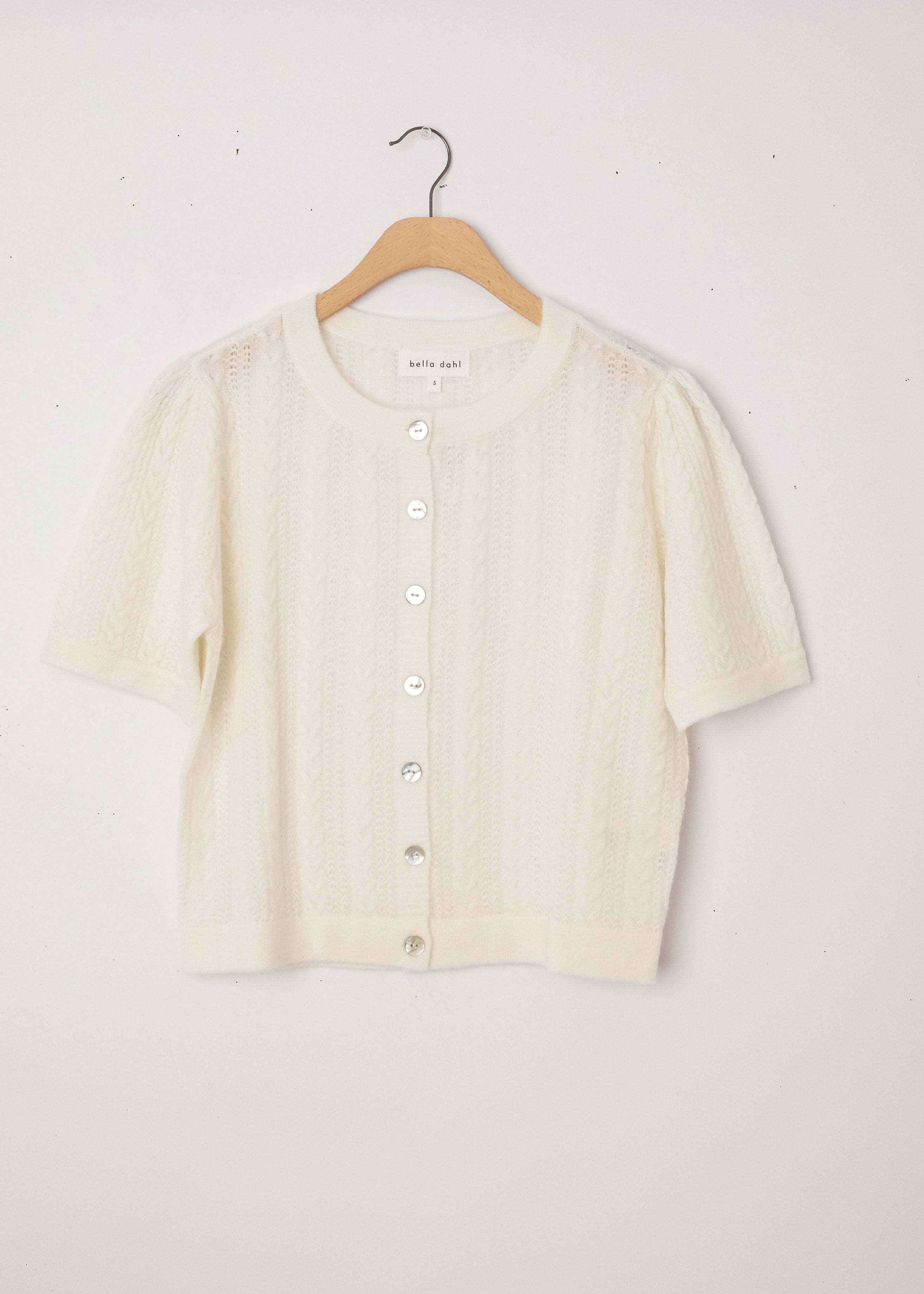 Short Sleeve Cardigan Ivory