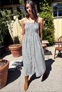 Santiago Sundress - Moss Stripe Organic