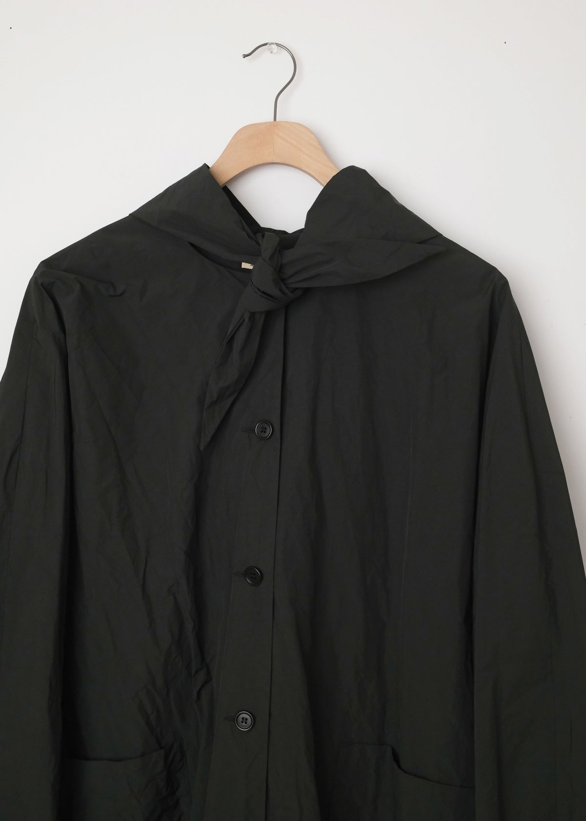 Crinkle Water Resistant Coat with Removable Hood