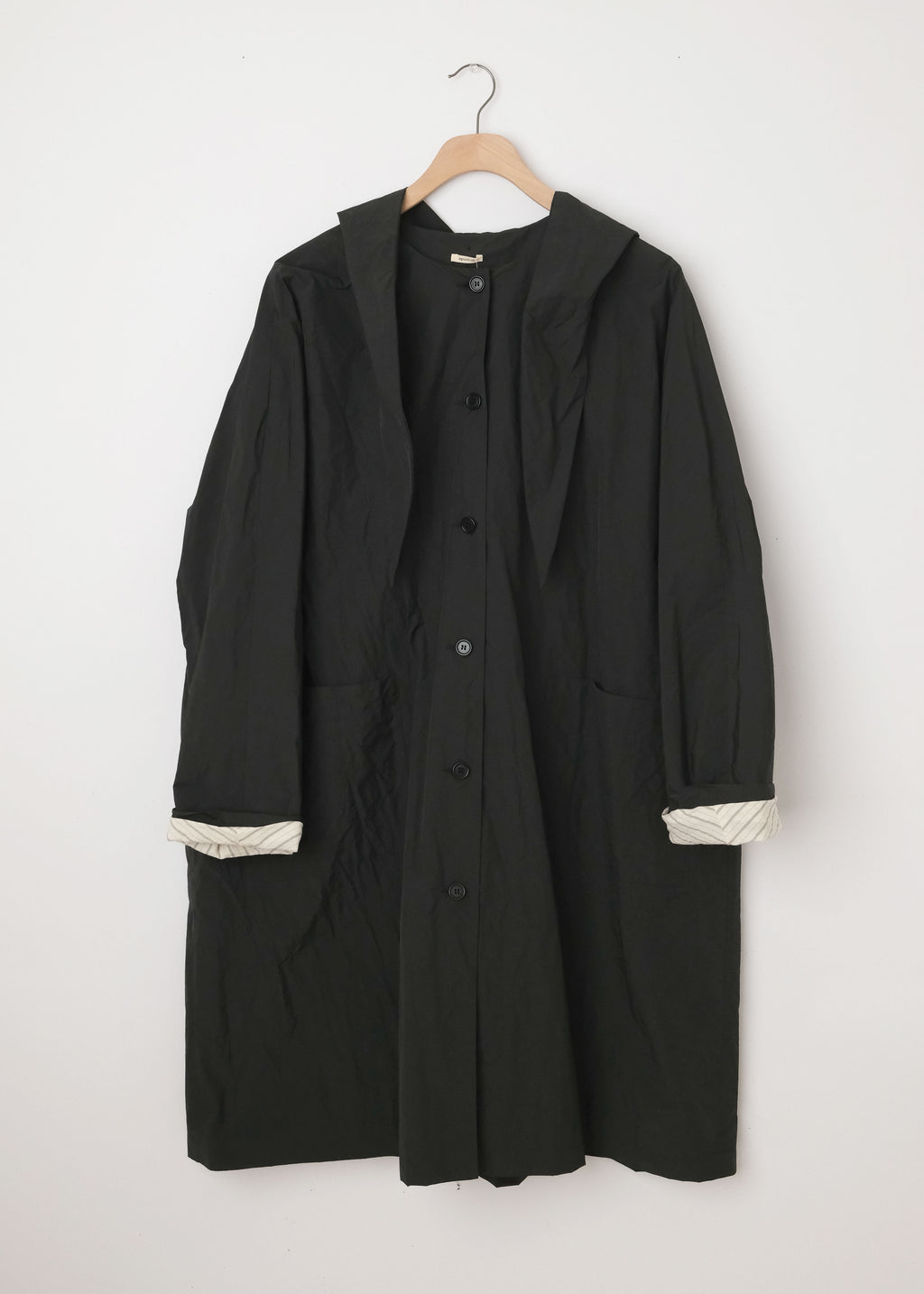 Crinkle Water Resistant Coat with Removable Hood
