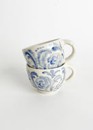 Round Damask Mugs Blue