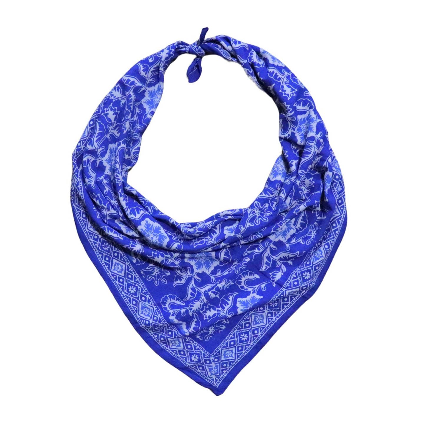 Large Hand Dyed Batik Bandana - Blue Tendril