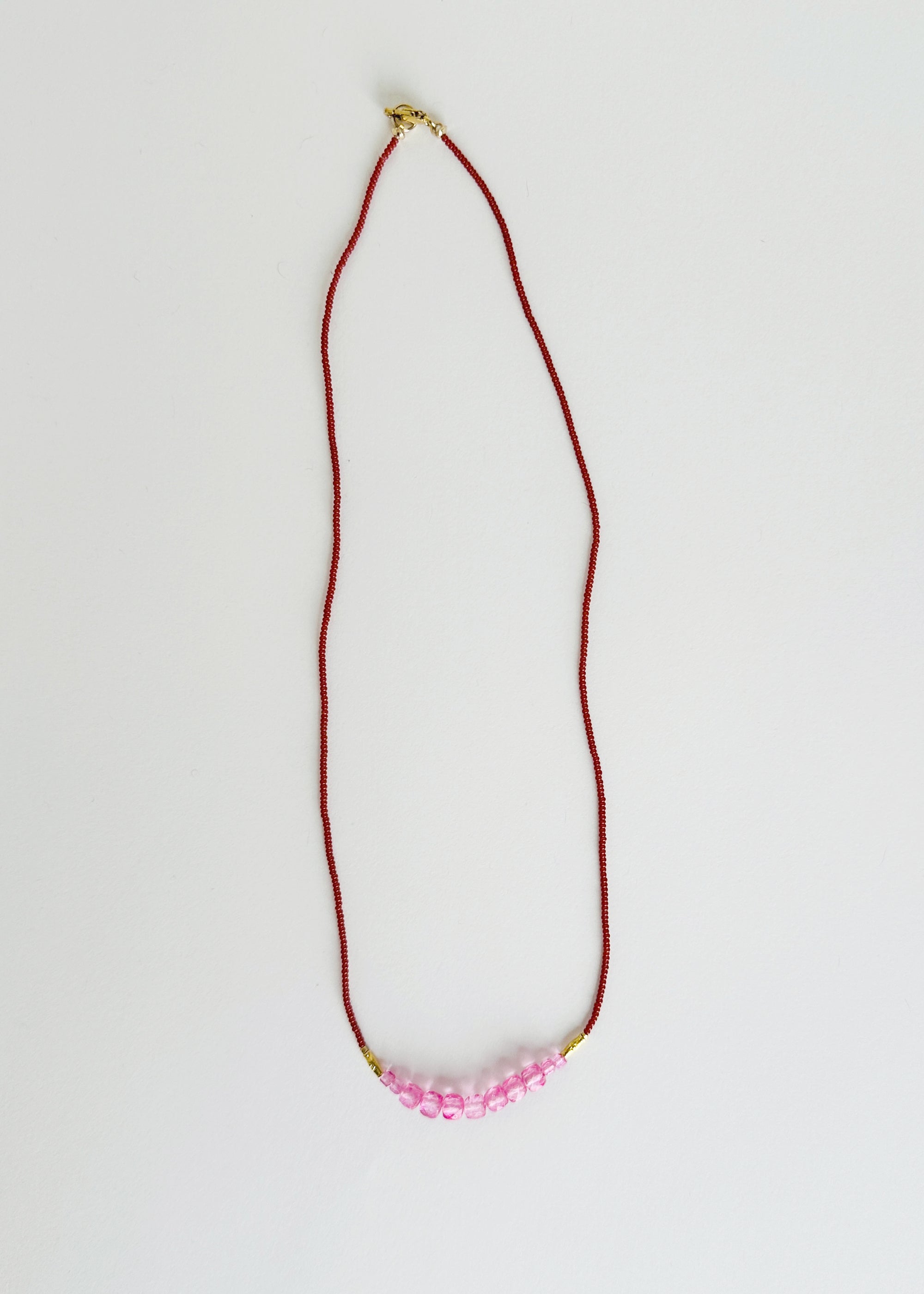 Brown seed, Pink topaz & GV Necklace