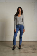 Load image into Gallery viewer, Fiona V-Neck Long Sleeve - Ivory/Black Stripe
