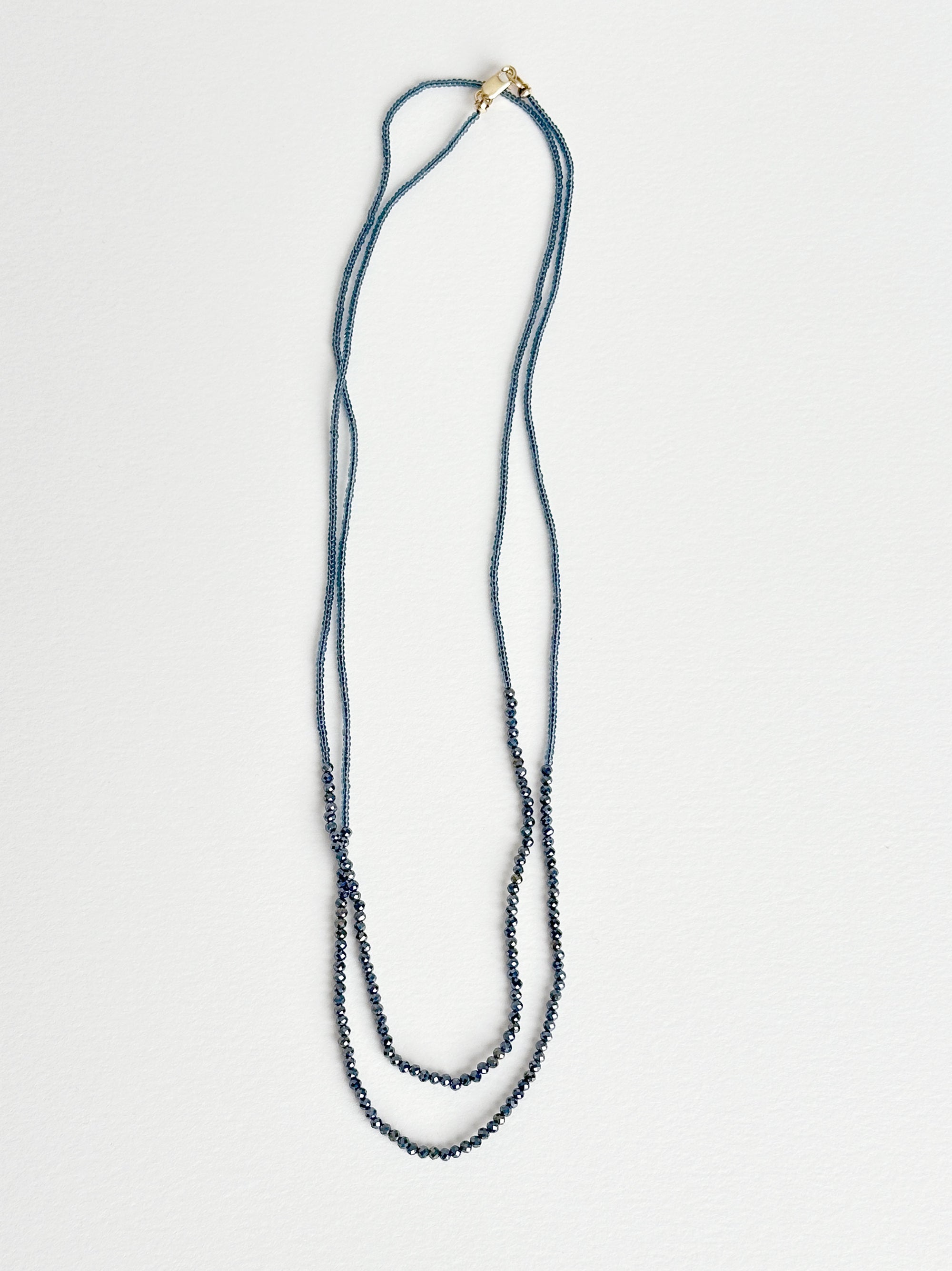 Grey Seed With Black Spinel Double Necklace
