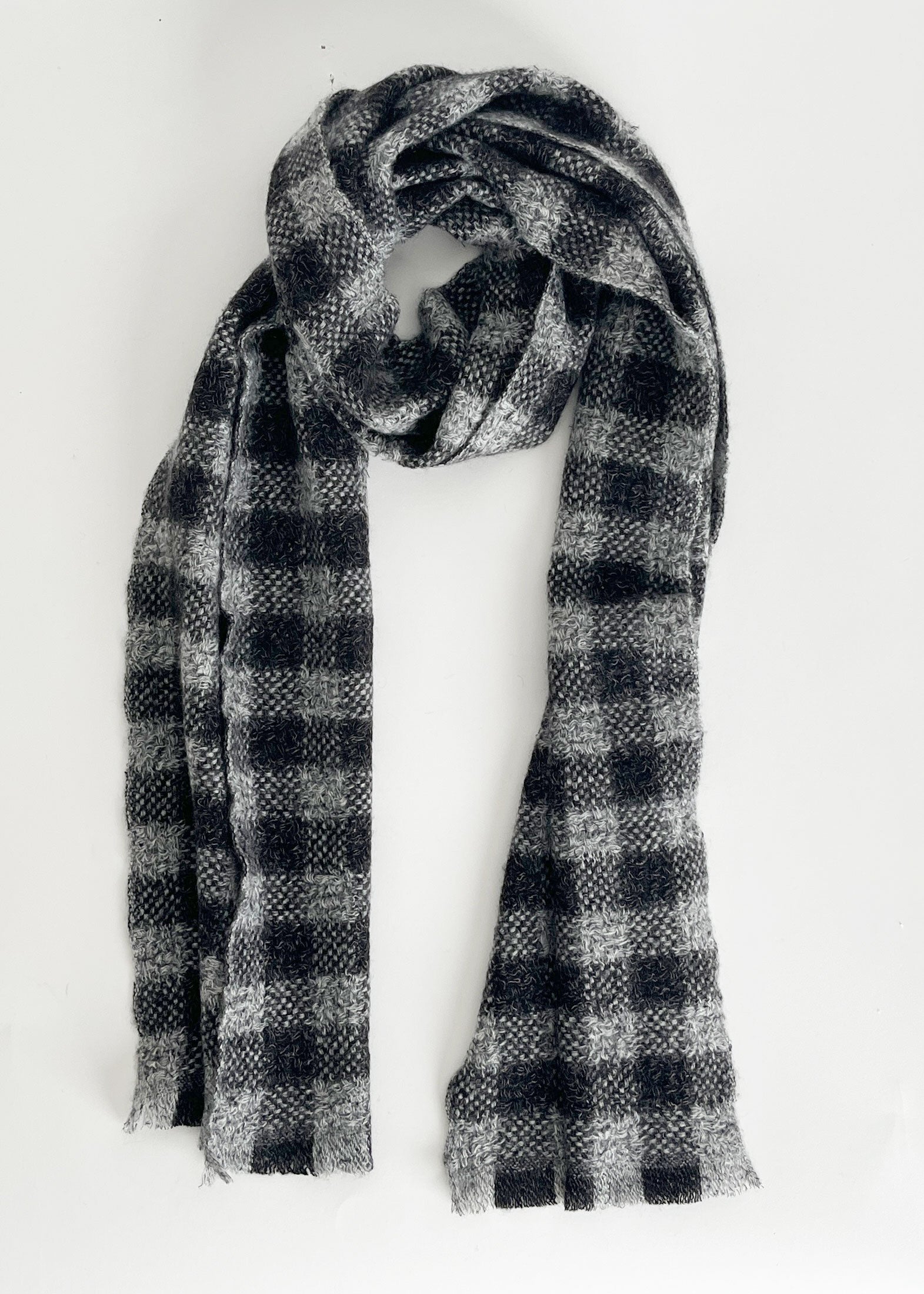 Distressed Gingham Cashmere Scarf