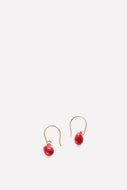 Tiny Ceramic Egg Gold Plated Brass Earrings