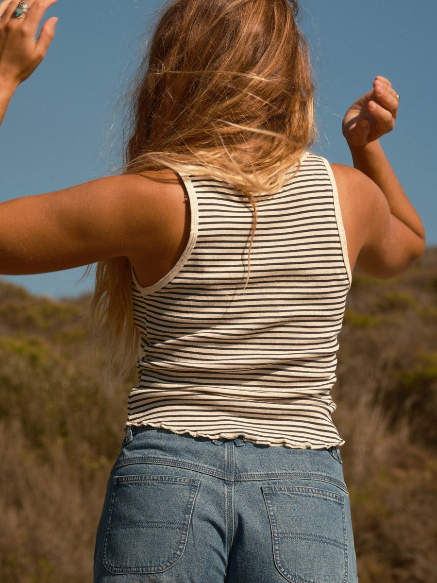 Hemp Tank Natural/Black Stripe