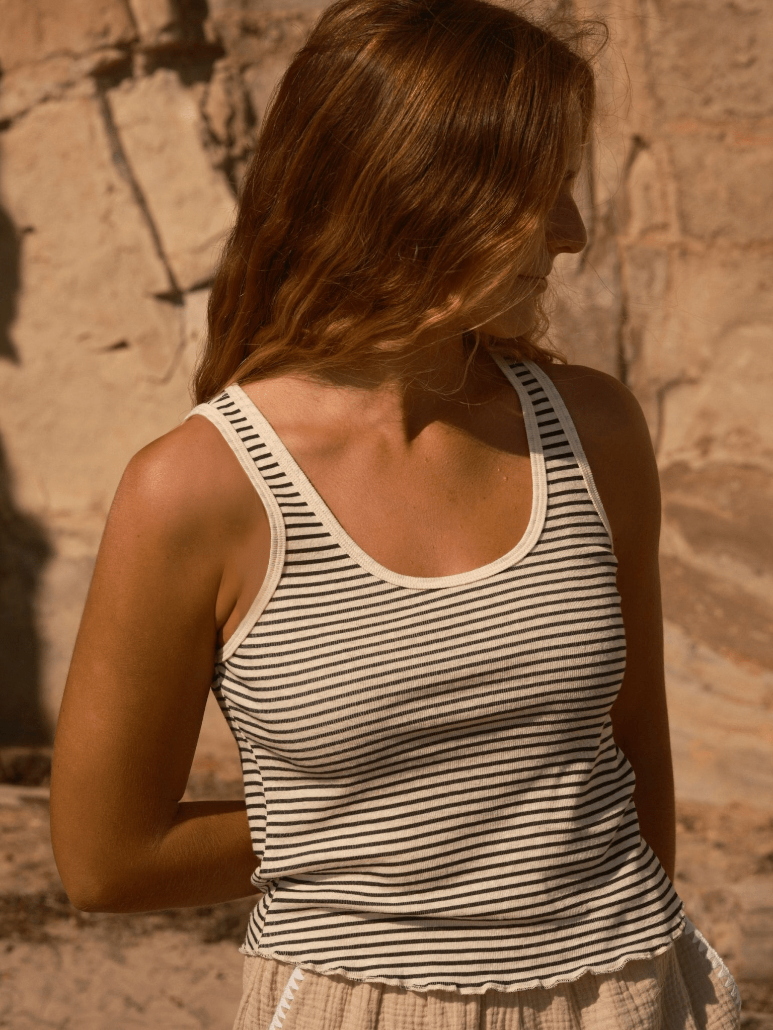 Hemp Tank Natural/Black Stripe