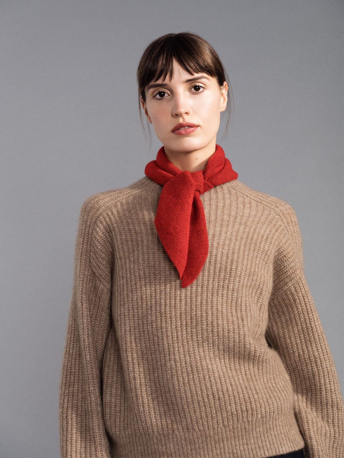 Cashmere Triangle Scarf - Red