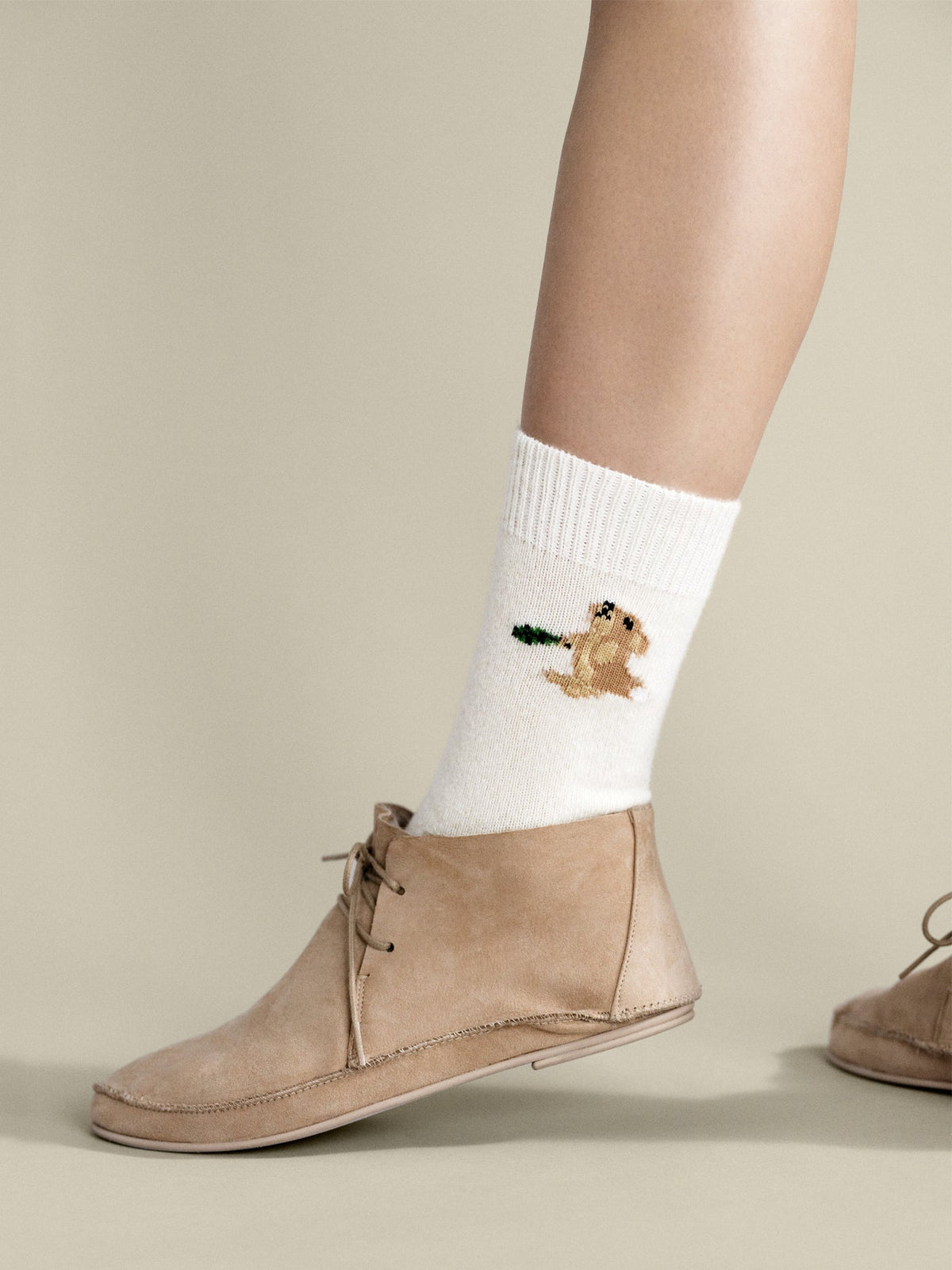 Hungry Bunny Cashmere Crew Sock Ivory