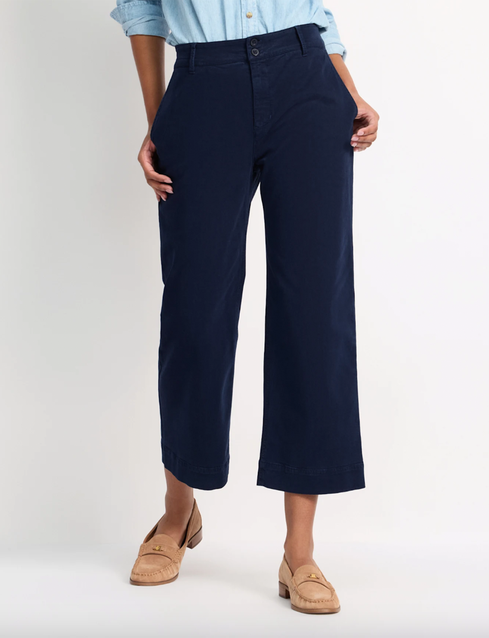 Saige Wide Leg Crop - Italian Navy