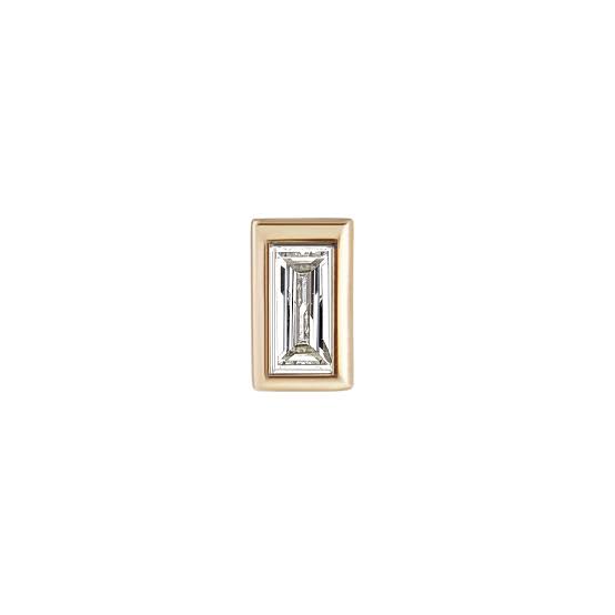9ct YG Mini Bezel Stud Baguette White Diamond