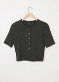 Lauren  Mid Sleeve Cardigan Charcoal