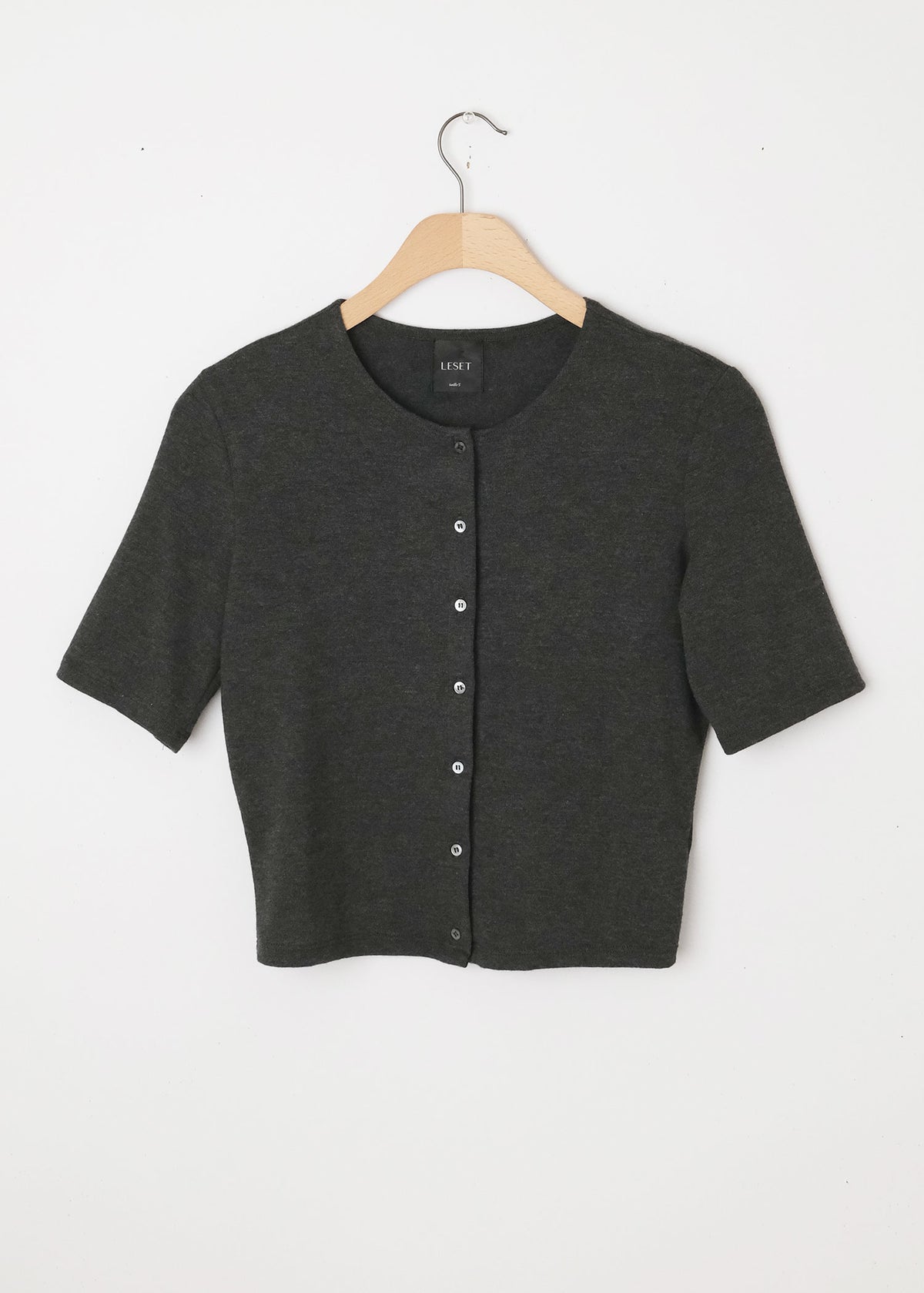 Lauren  Mid Sleeve Cardigan Charcoal