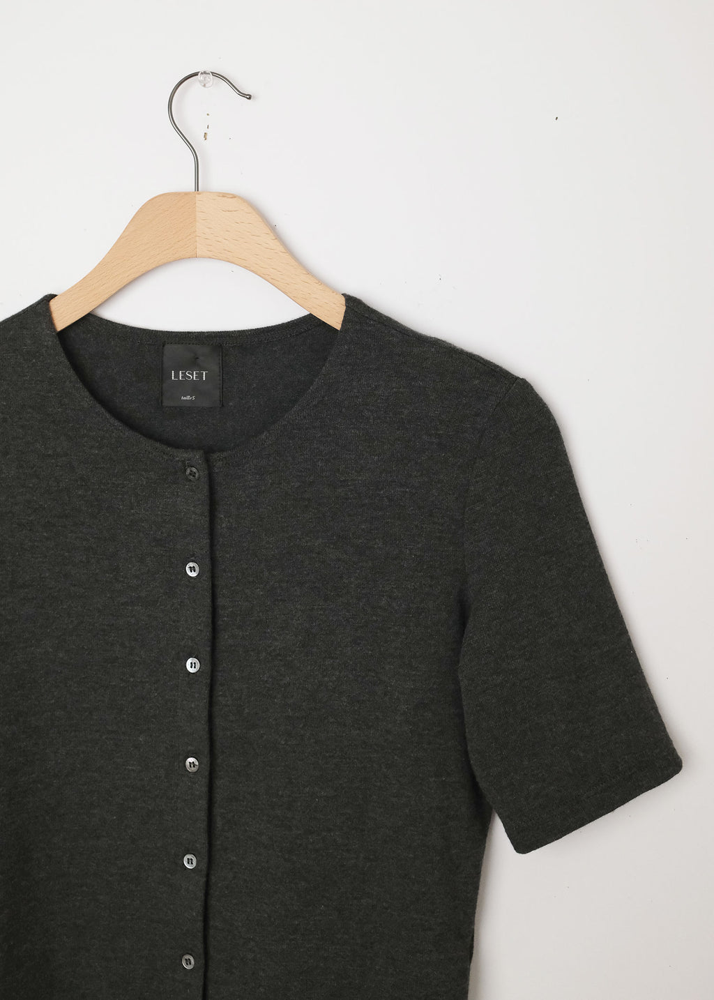 Lauren  Mid Sleeve Cardigan Charcoal