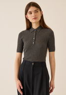Leilani Cashmere Top - Charcoal Heather