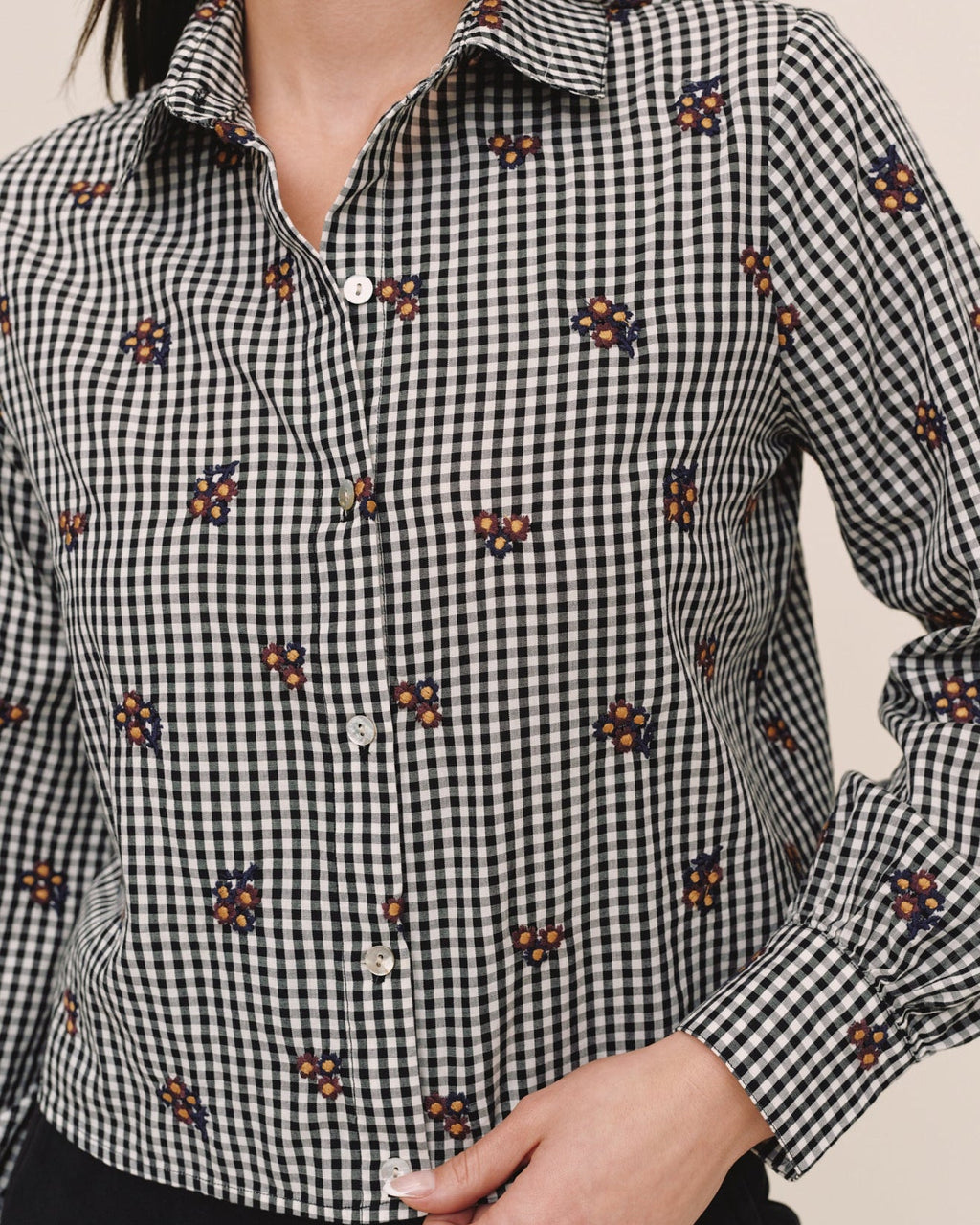 Crop Shirt Floral Plaid