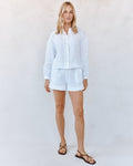 Mandarin Collar Trimmed Button Down
