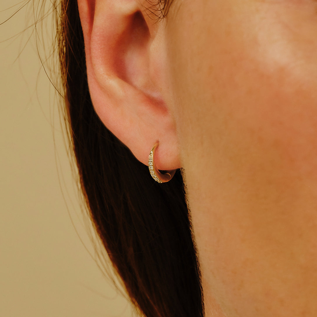 9KT  Diamond Round Dodu Chunky Hoop Mini