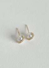 Load image into Gallery viewer, 14k Micropave Diamond Bezel Pear Studs PAIR
