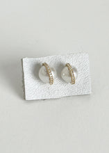 Load image into Gallery viewer, 14k Micropave Diamond Bezel Pear Studs PAIR
